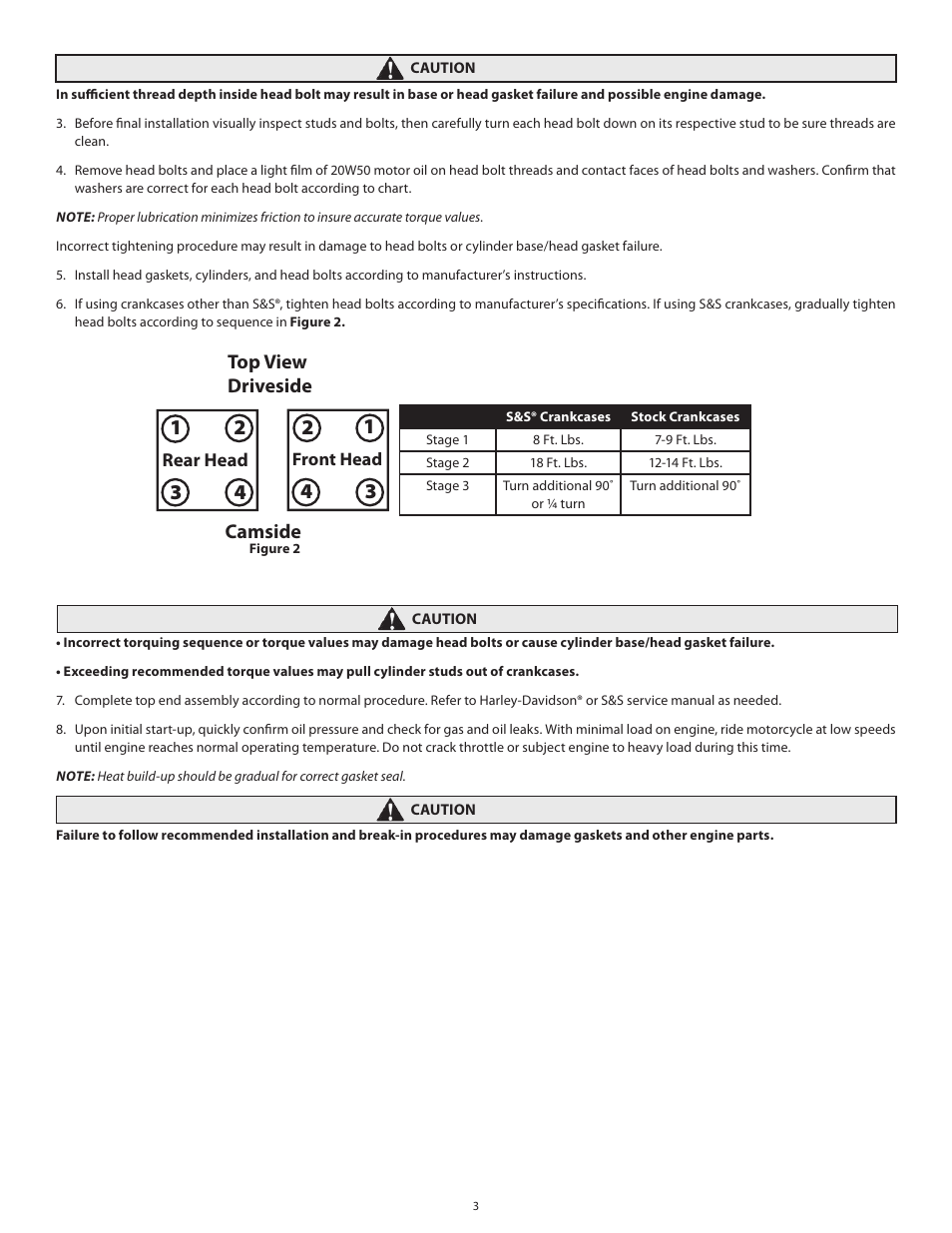 Top view driveside camside | S&S Cycle Head Bolts for 1984–12 Harley-Davidson Big Twin & 1986–12 Sportster Models User Manual | Page 3 / 4