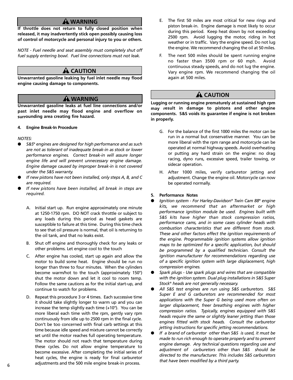 Caution warning caution warning | S&S Cycle Cylinder Heads for Harley-Davidson Twin Cam 88 Engines User Manual | Page 6 / 8