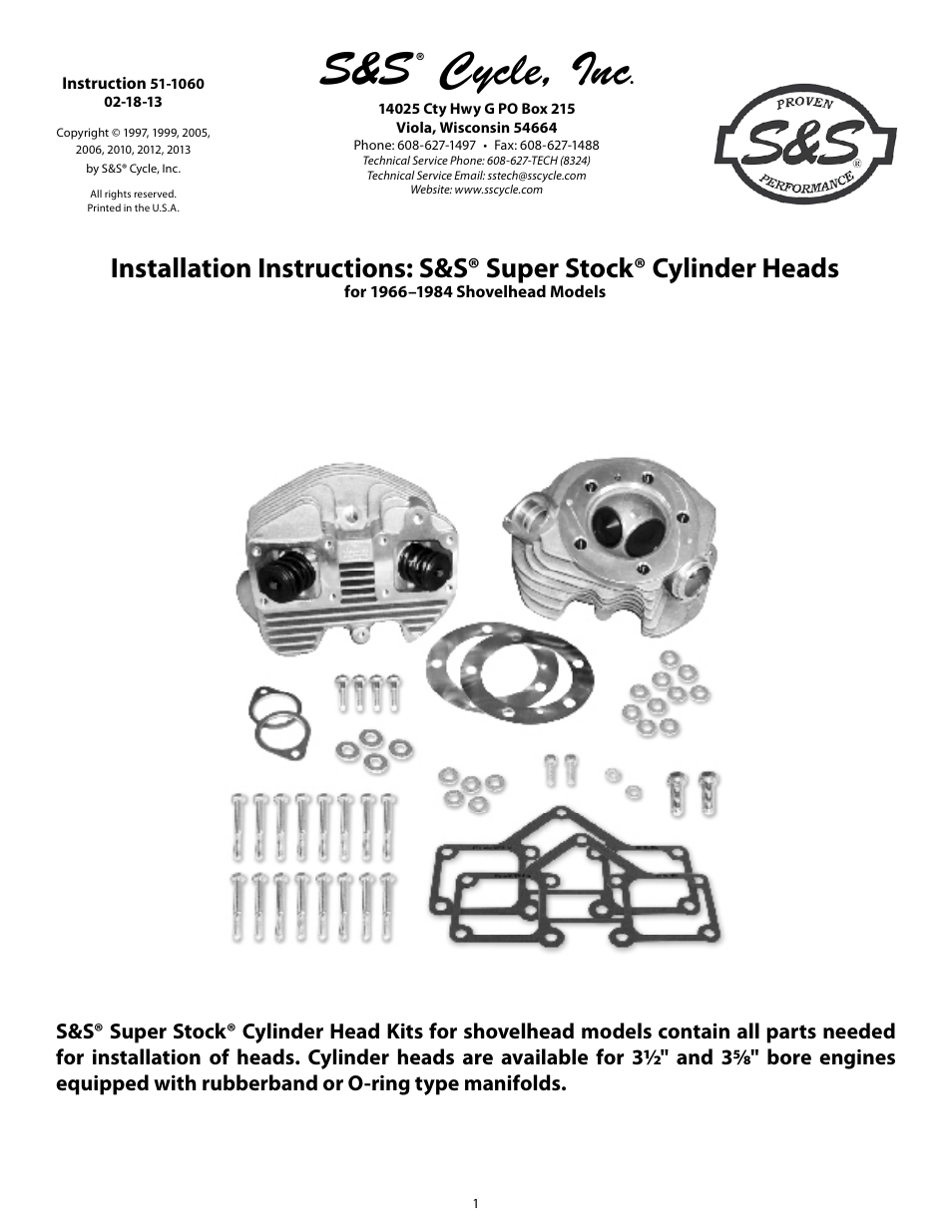 S&S Cycle Super Stock Cylinder Heads for 1966–1984 Shovelhead Models User Manual | 10 pages