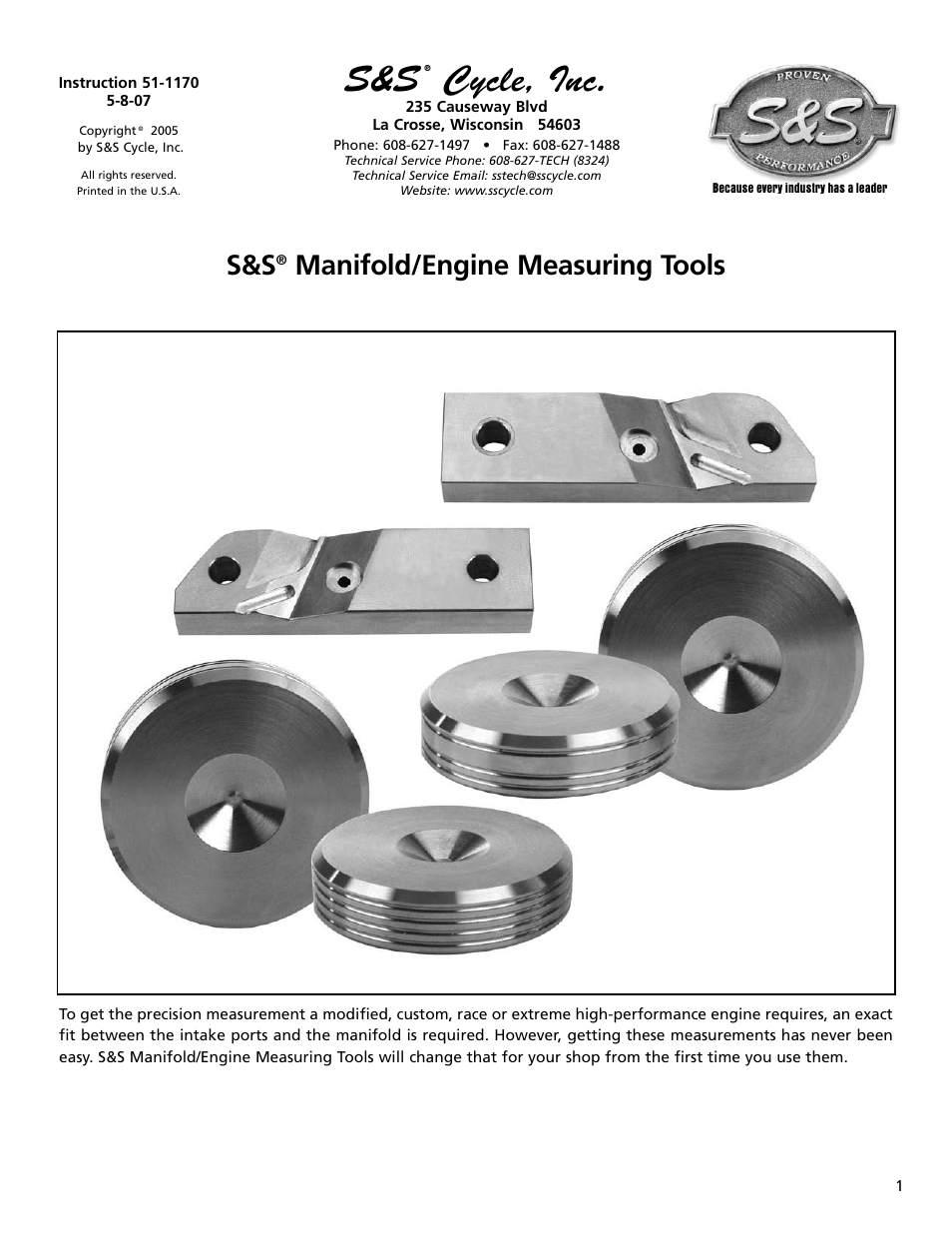 S&S Cycle Manifold/Engine Measuring Tools User Manual | 4 pages