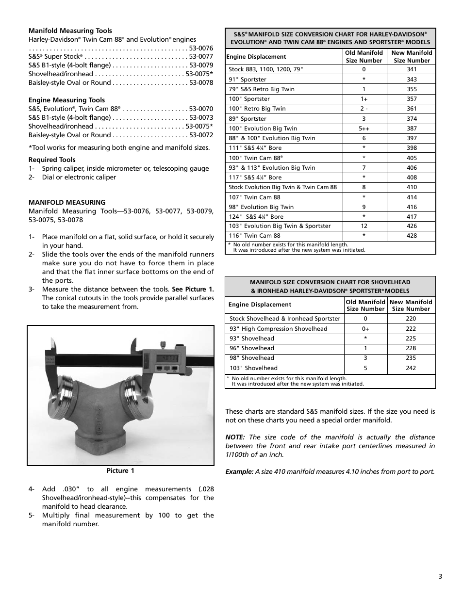 S&S Cycle Manifold/Engine Measuring Tools User Manual | Page 3 / 4