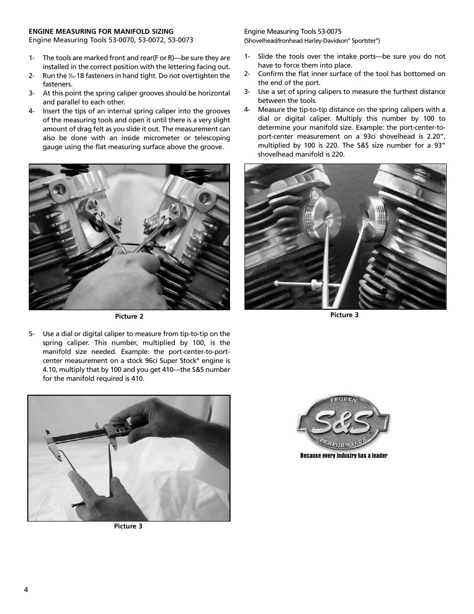 S&S Cycle Manifold/Engine Measuring Tools User Manual | Page 4 / 4