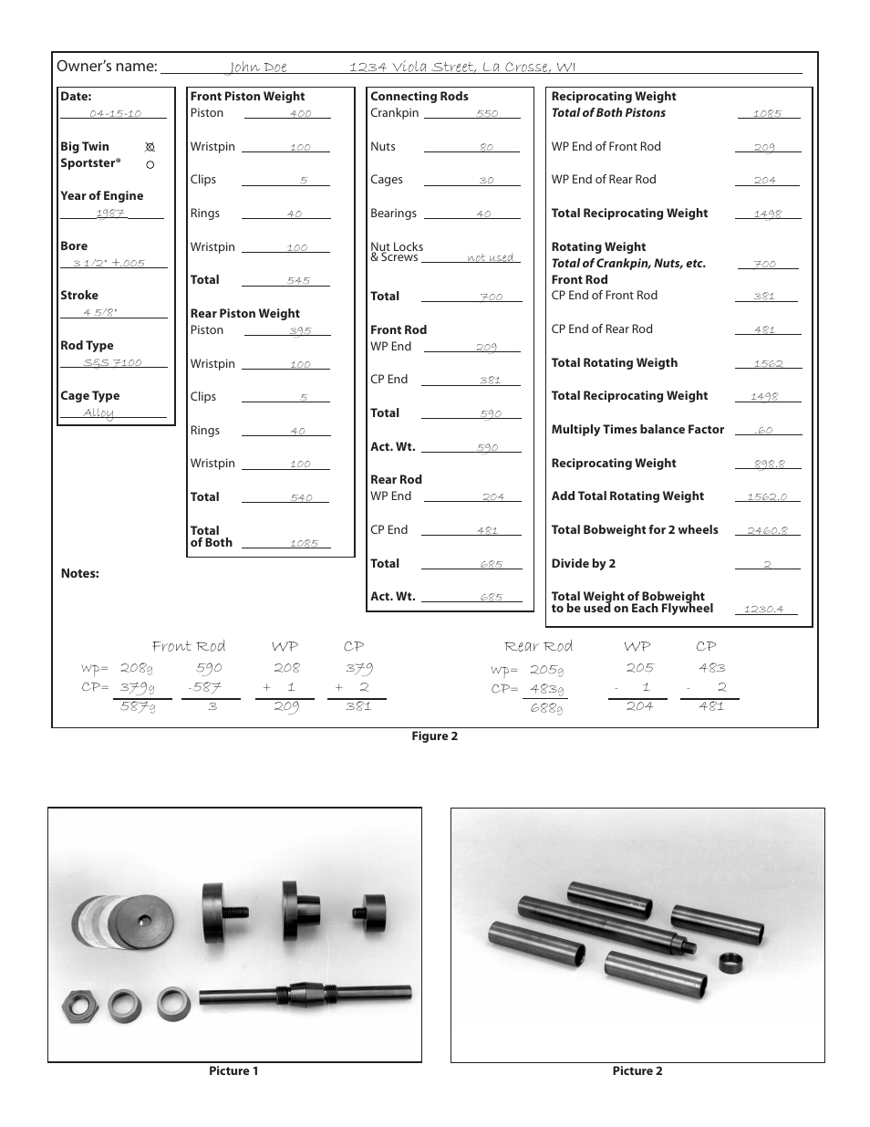 Front rod rear rod wp wp cp cp | S&S Cycle Balancing Kit User Manual | Page 4 / 9