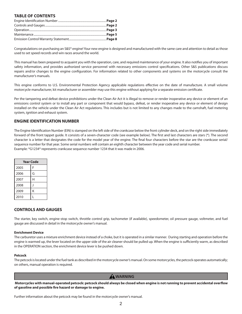 S&S Cycle 49-State EPA Certified Engine User Manual | Page 2 / 8