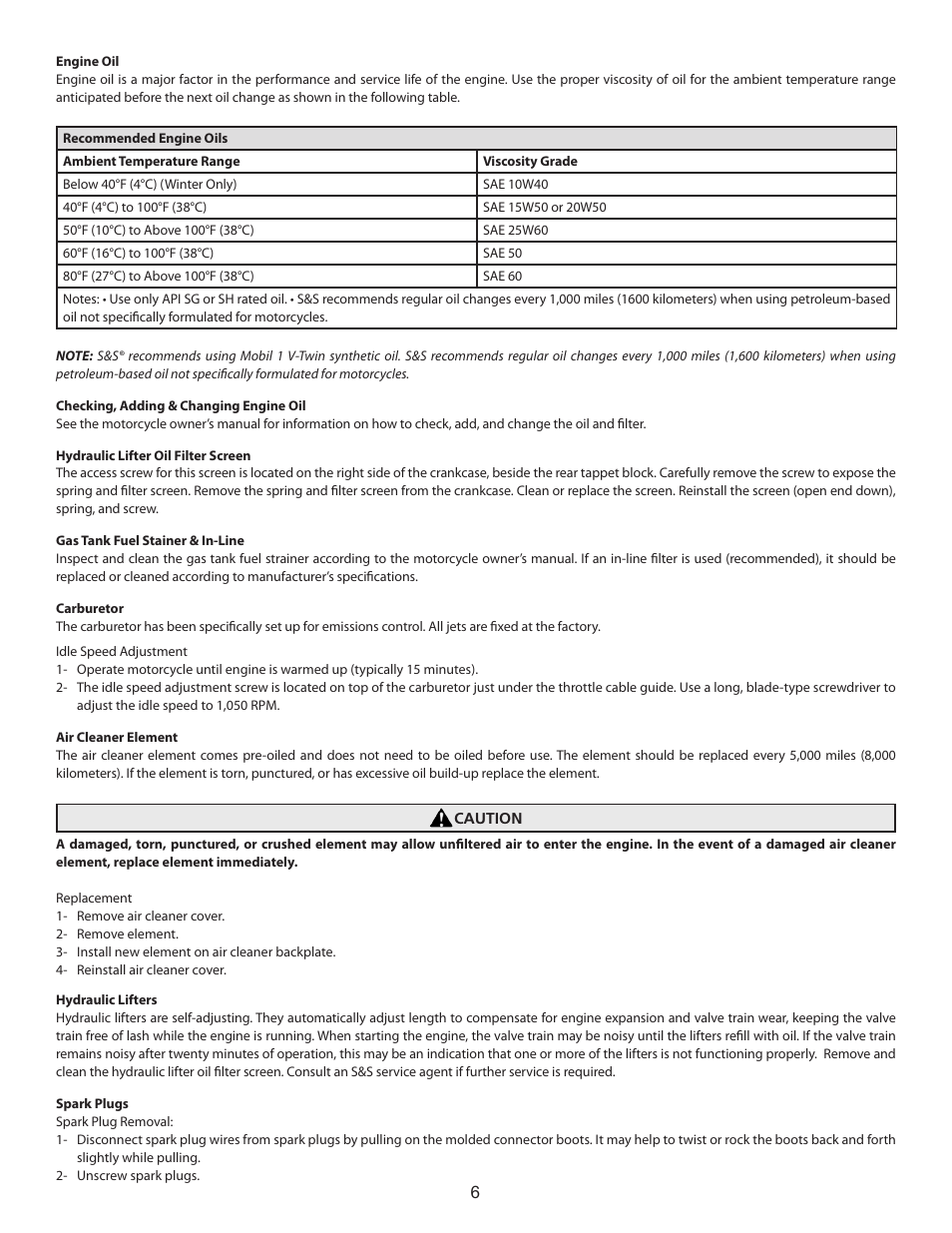 S&S Cycle 49-State EPA Certified Engine User Manual | Page 6 / 8