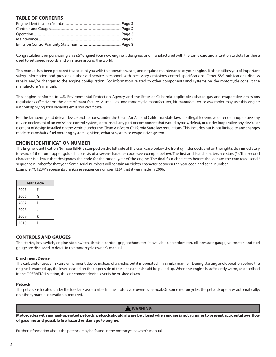 S&S Cycle California V-Series Engine User Manual | Page 2 / 8