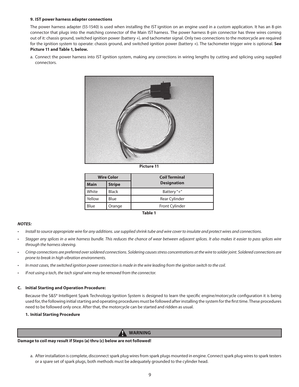 S&S Cycle IST Ignition System for S&S V-Series Engines with Flywheel Machined for Crank Trigger User Manual | Page 9 / 14