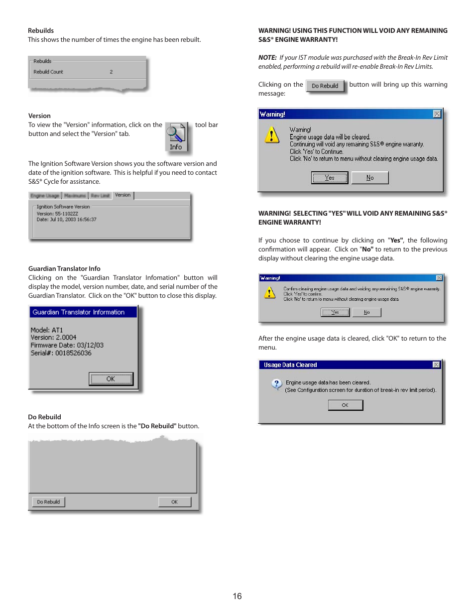 S&S Cycle Cycle Guardian Diagnostic System User Manual | Page 16 / 16