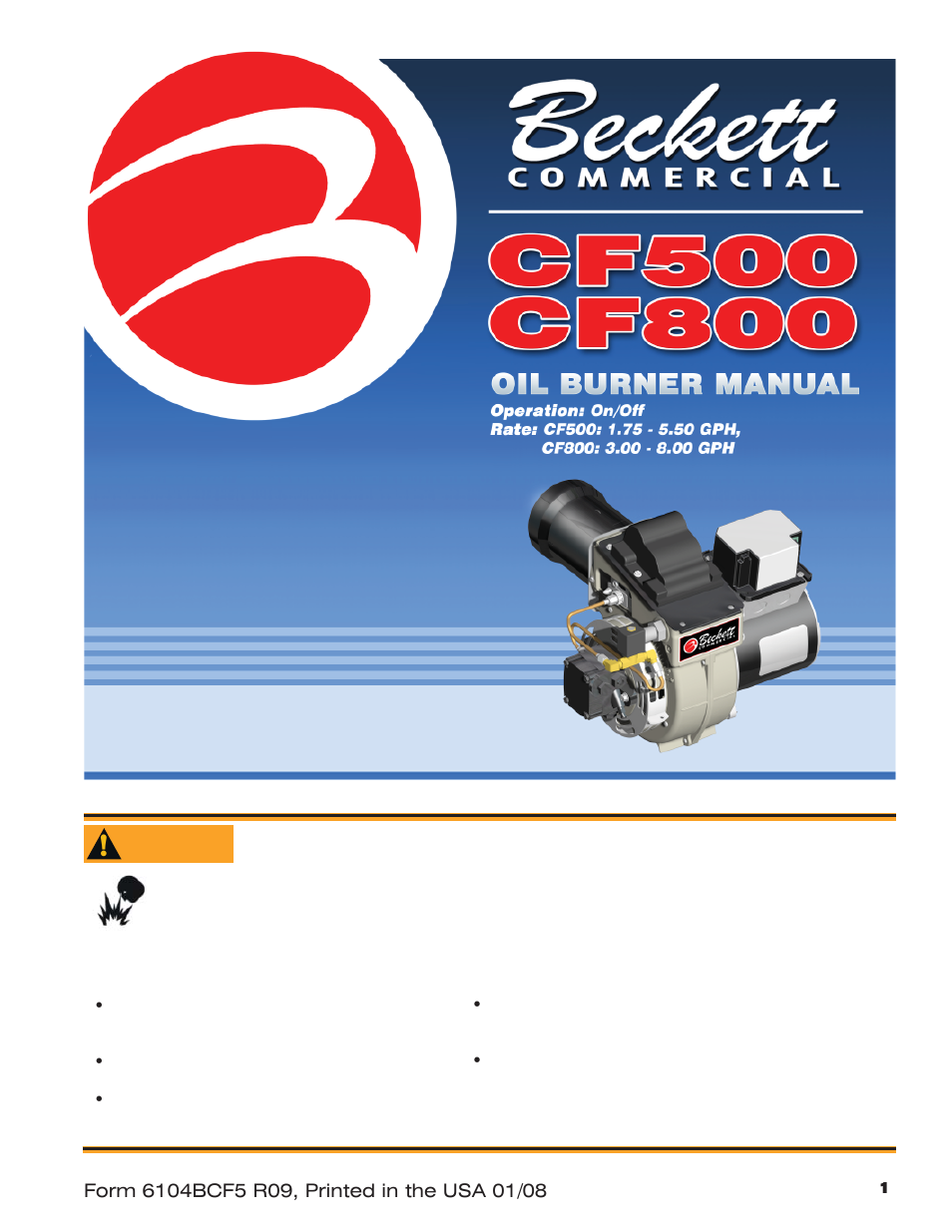 Beckett CF 500/800 User Manual | 16 pages