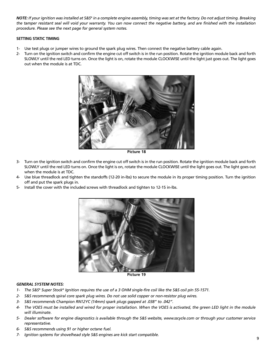 S&S Cycle Billet Generator Style Electronic Timer for S&S Super Stock Ignition User Manual | Page 9 / 12