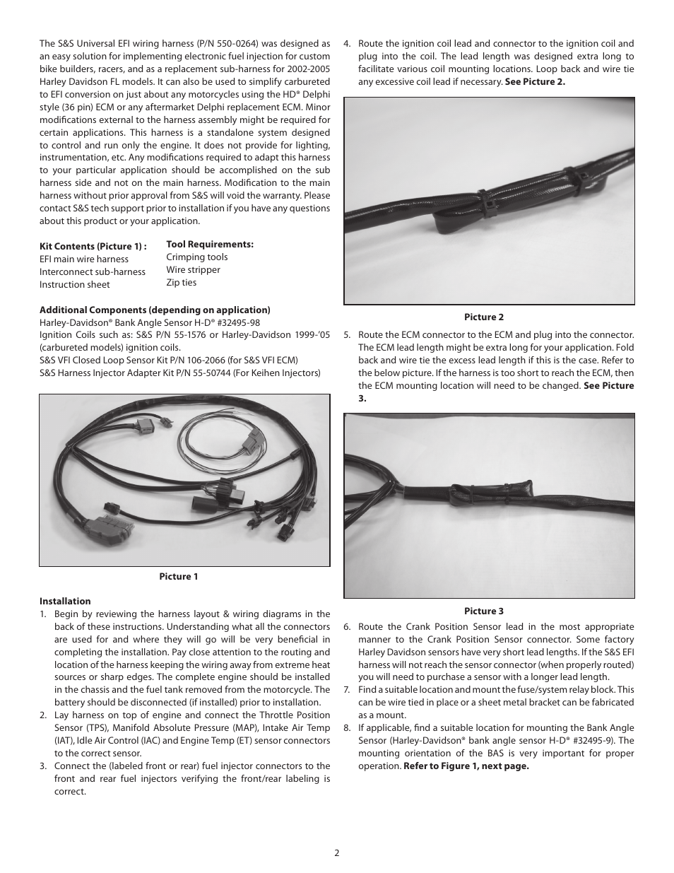 S&S Cycle Universal EFI Wiring Harness For Delphi Style Modules User Manual | Page 2 / 6