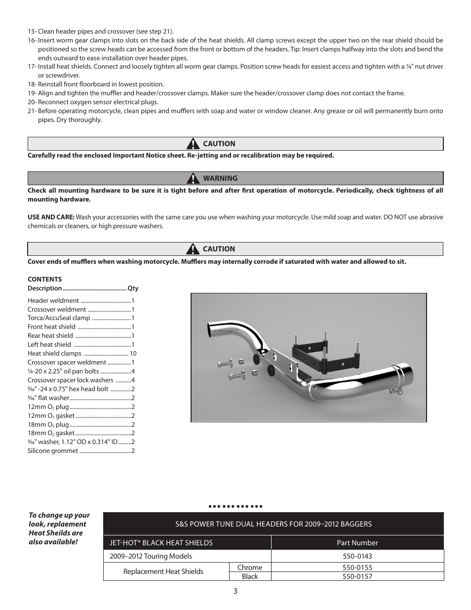 S&S Cycle Power Tune Duals for Touring Models 2009–Up (PN 550-0004 and 550-0143) User Manual | Page 3 / 3