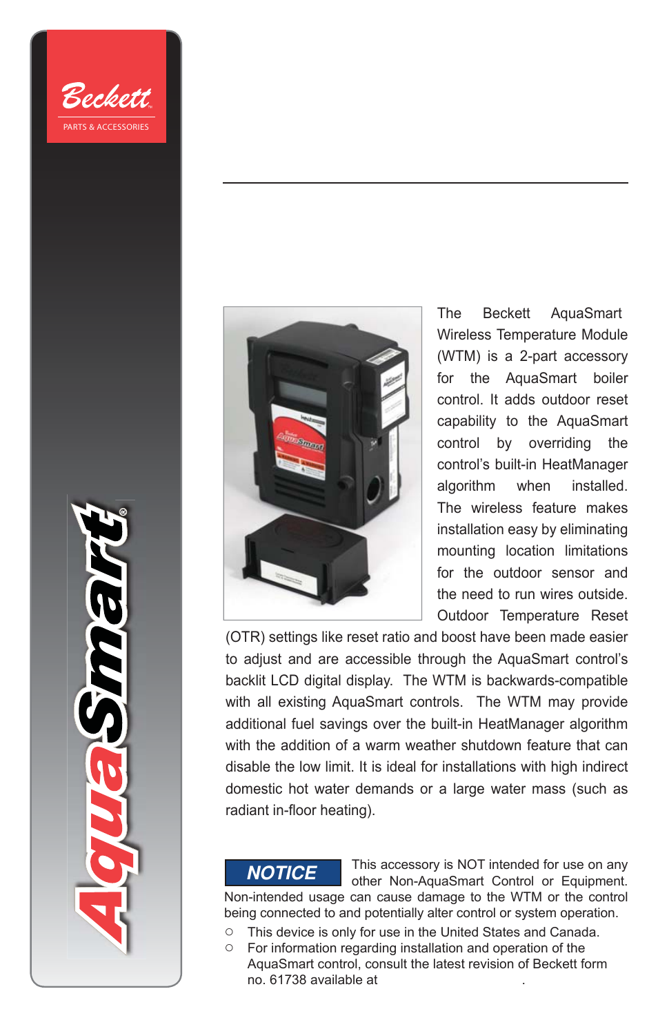 Beckett AQUASMART 7600WTM User Manual | 12 pages