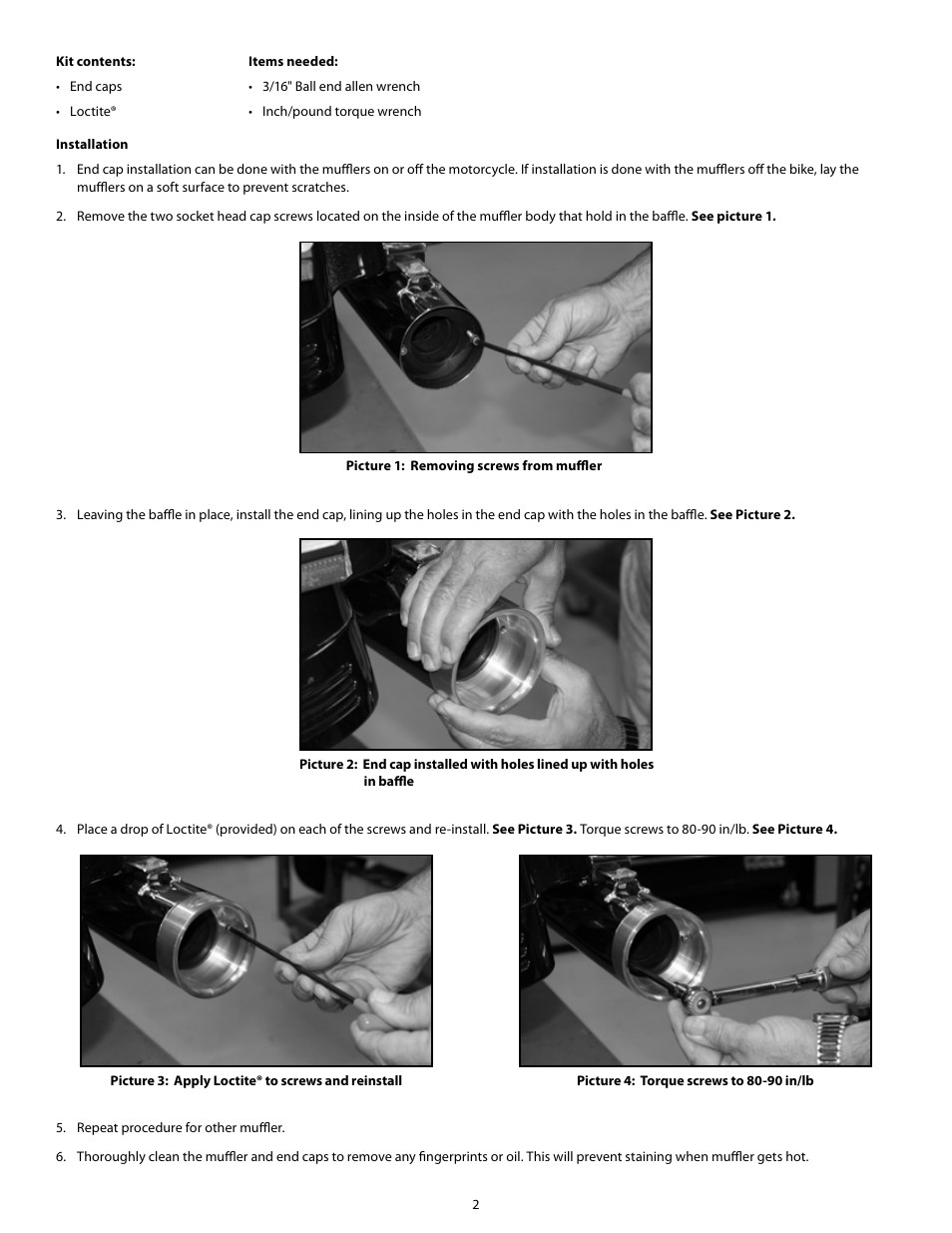 S&S Cycle Race Tour Mufflers - End Cap Installation User Manual | Page 2 / 2