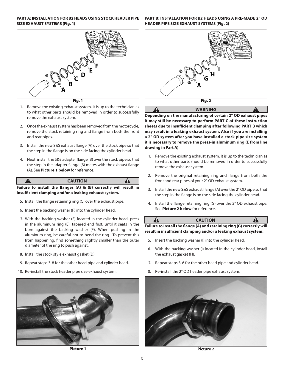 Ag h i | S&S Cycle B2 Cylinder Head Exhaust Flange Mounting Kit for S&S B2 Cylinder Heads Utilizing Stock or 2 OD Exhaust Systems User Manual | Page 3 / 4