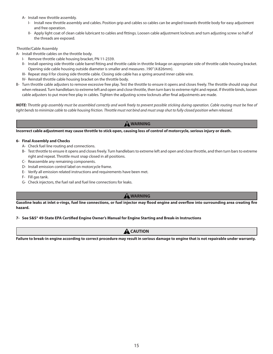 S&S Cycle 49-State Certified X-Wedge Engines User Manual | Page 15 / 20