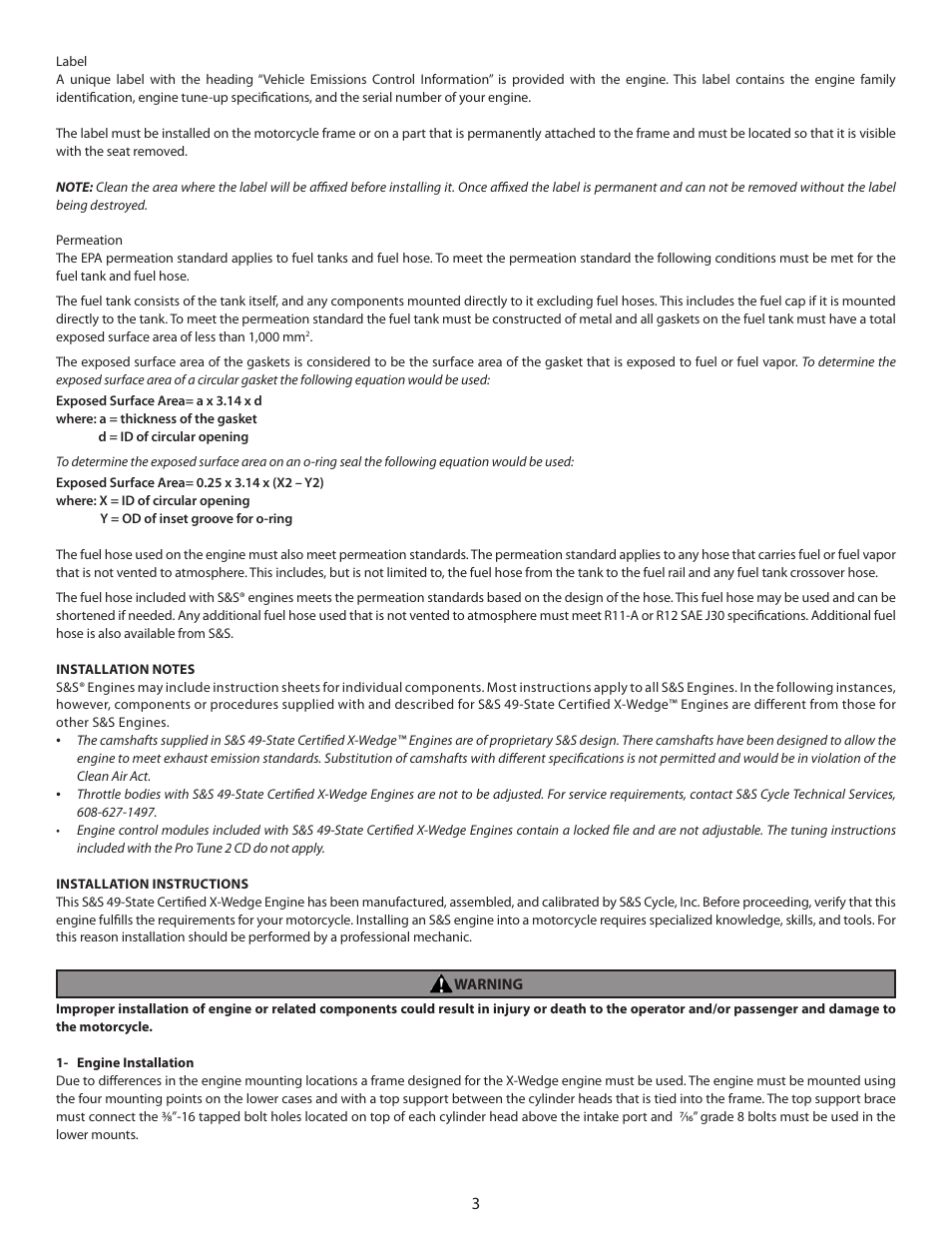 S&S Cycle 49-State Certified X-Wedge Engines User Manual | Page 3 / 20