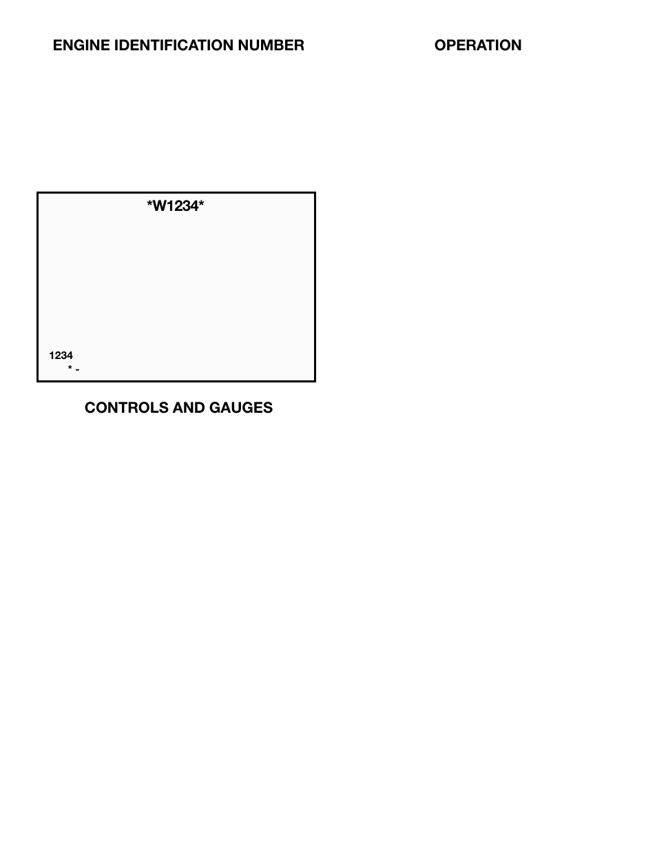 Engine identification number, Controls and gauges, Operation | W1234 | S&S Cycle TÜV Long Block User Manual | Page 3 / 11