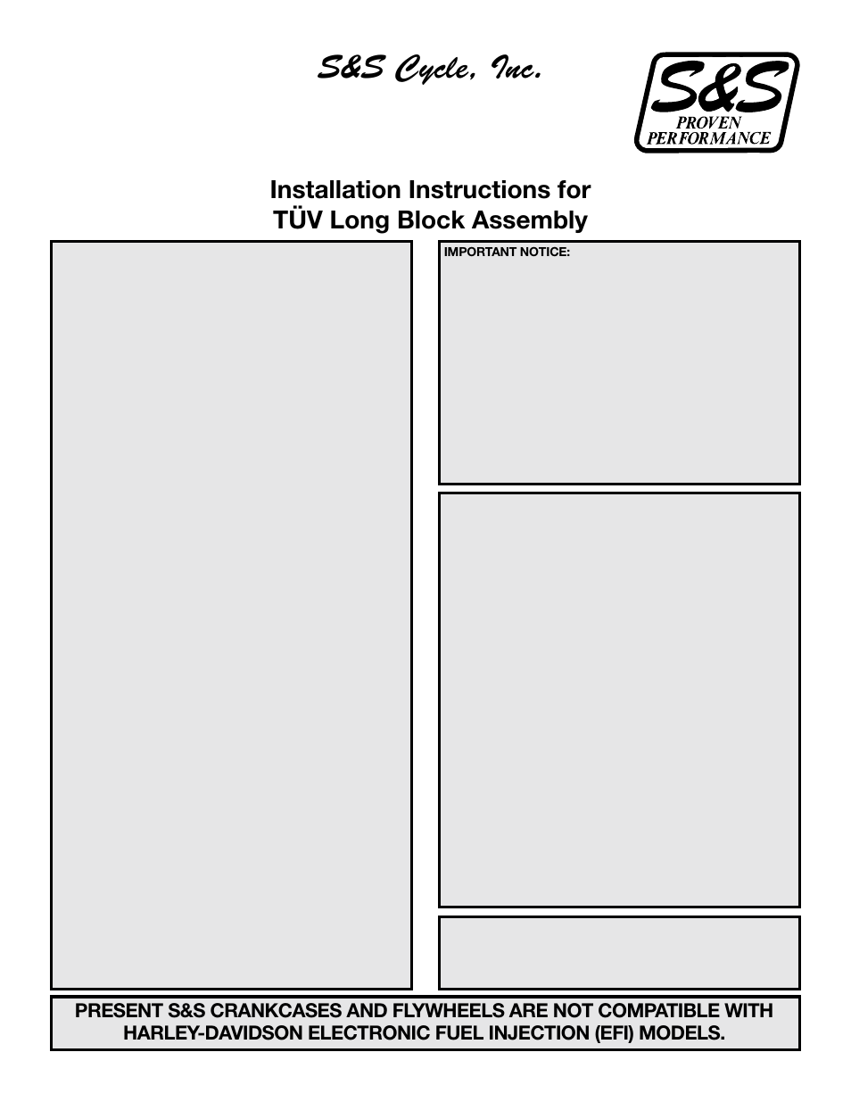 S&S Cycle TÜV Long Block Assembly User Manual | 4 pages