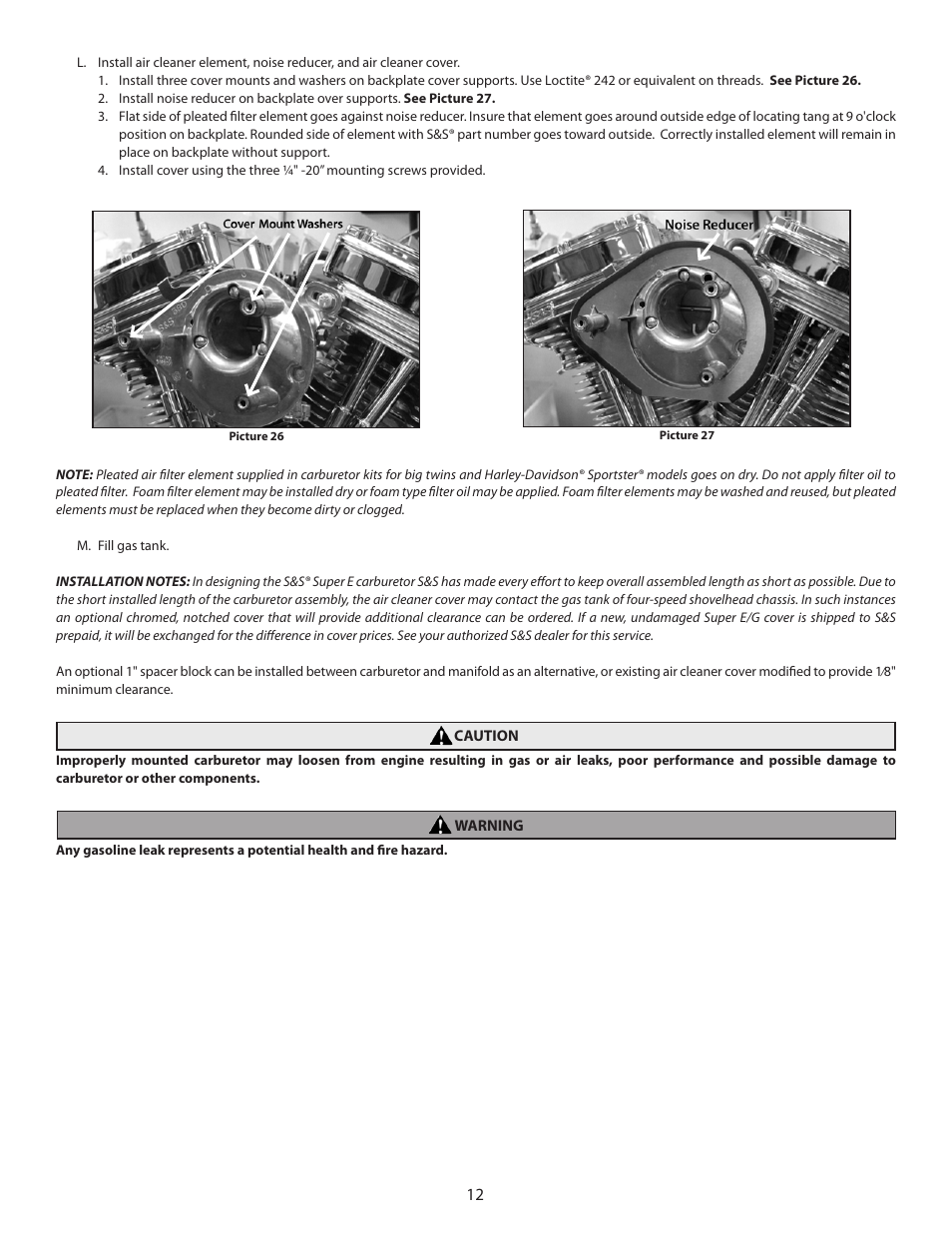 S&S Cycle TÜV Approved Super E Carburetor Kits User Manual | Page 12 / 20