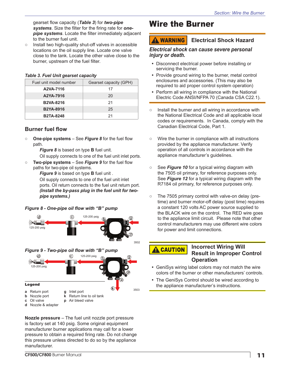 Wire the burner | Beckett CF800 User Manual | Page 11 / 24