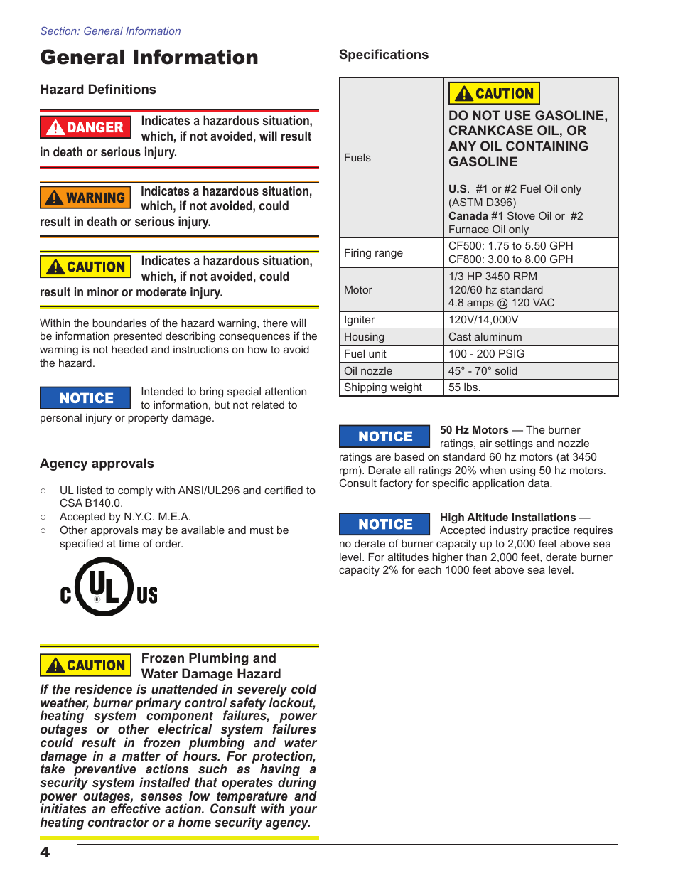 General information | Beckett CF800 User Manual | Page 4 / 24