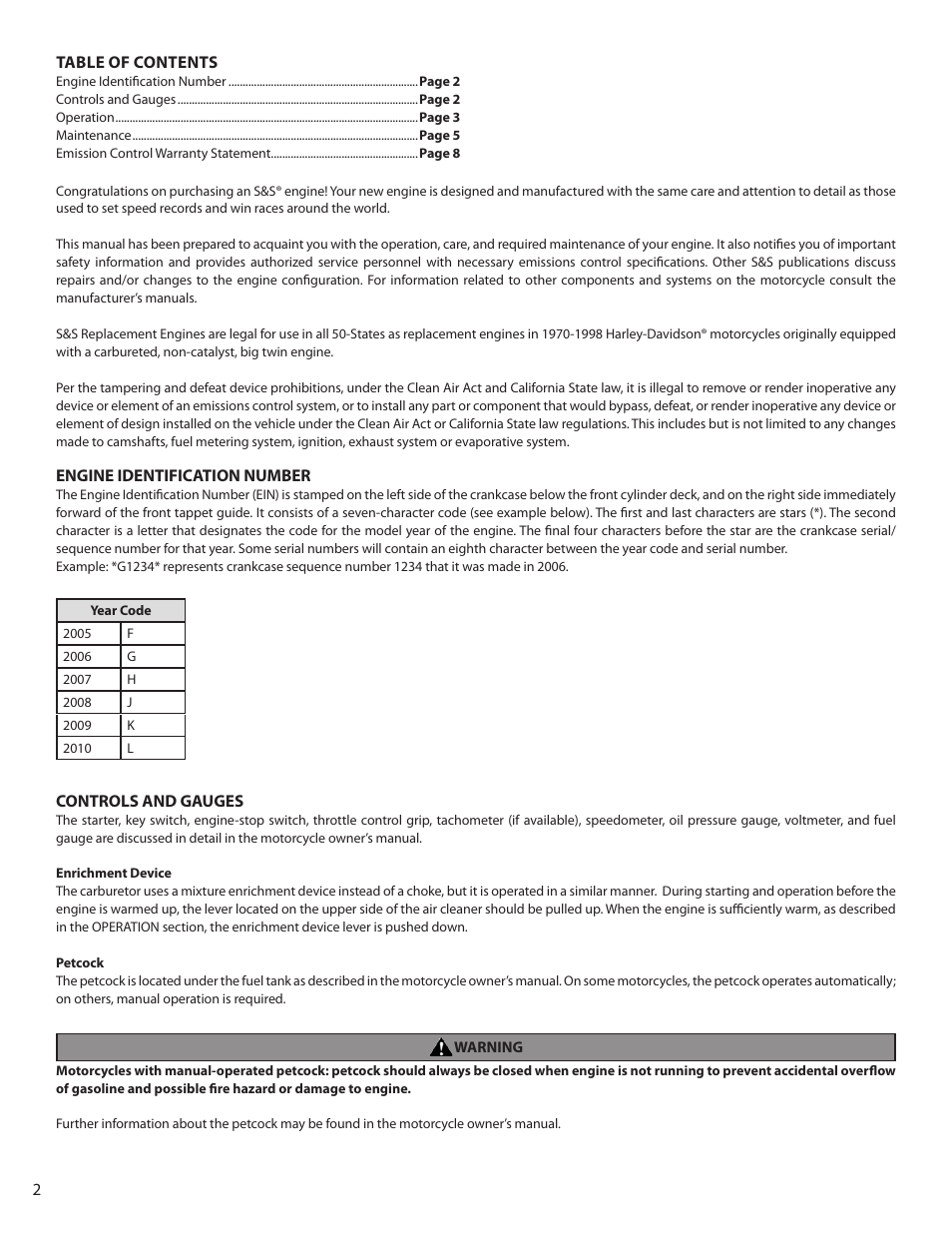 S&S Cycle Replacement Engine User Manual | Page 2 / 8