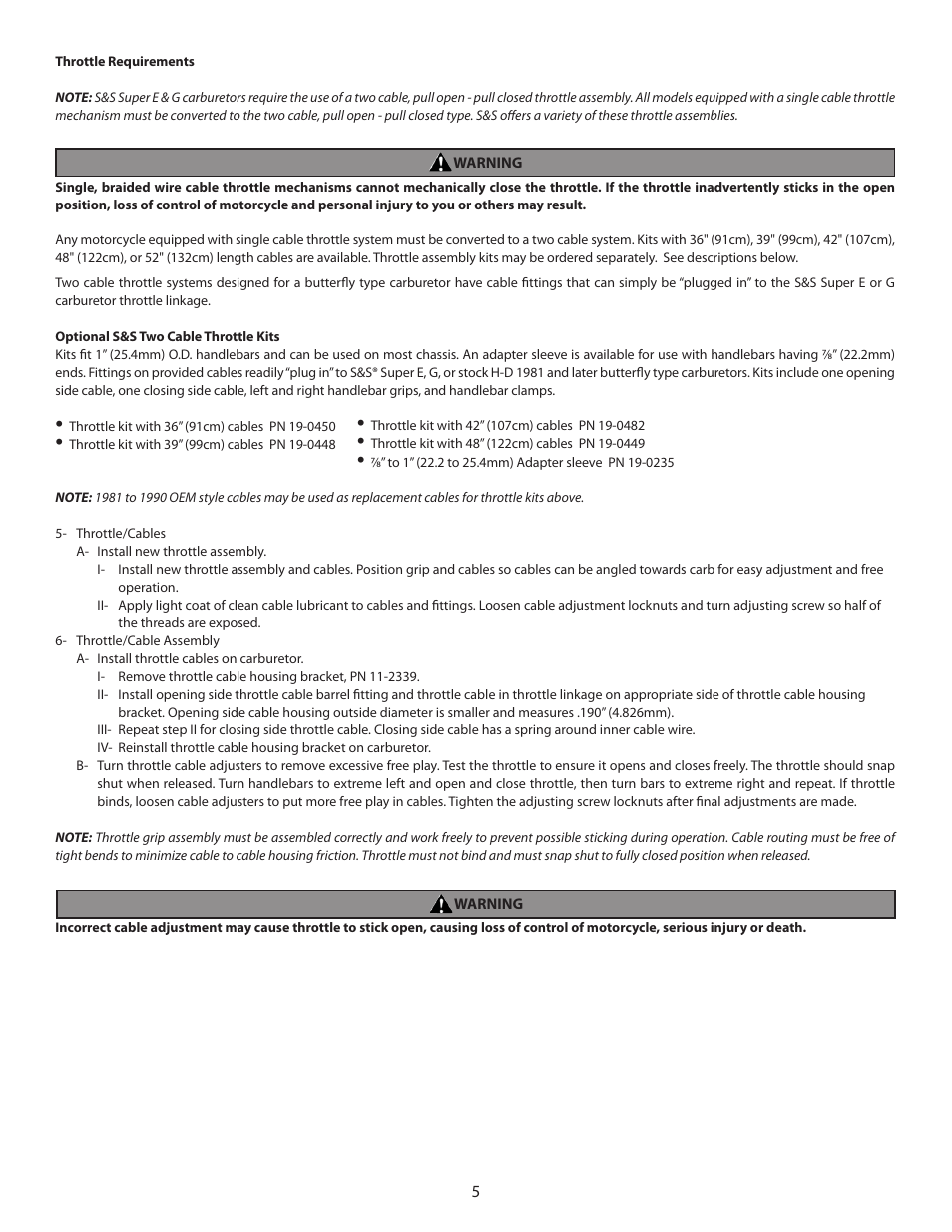 S&S Cycle Replacement Engines Emission-Related User Manual | Page 5 / 8