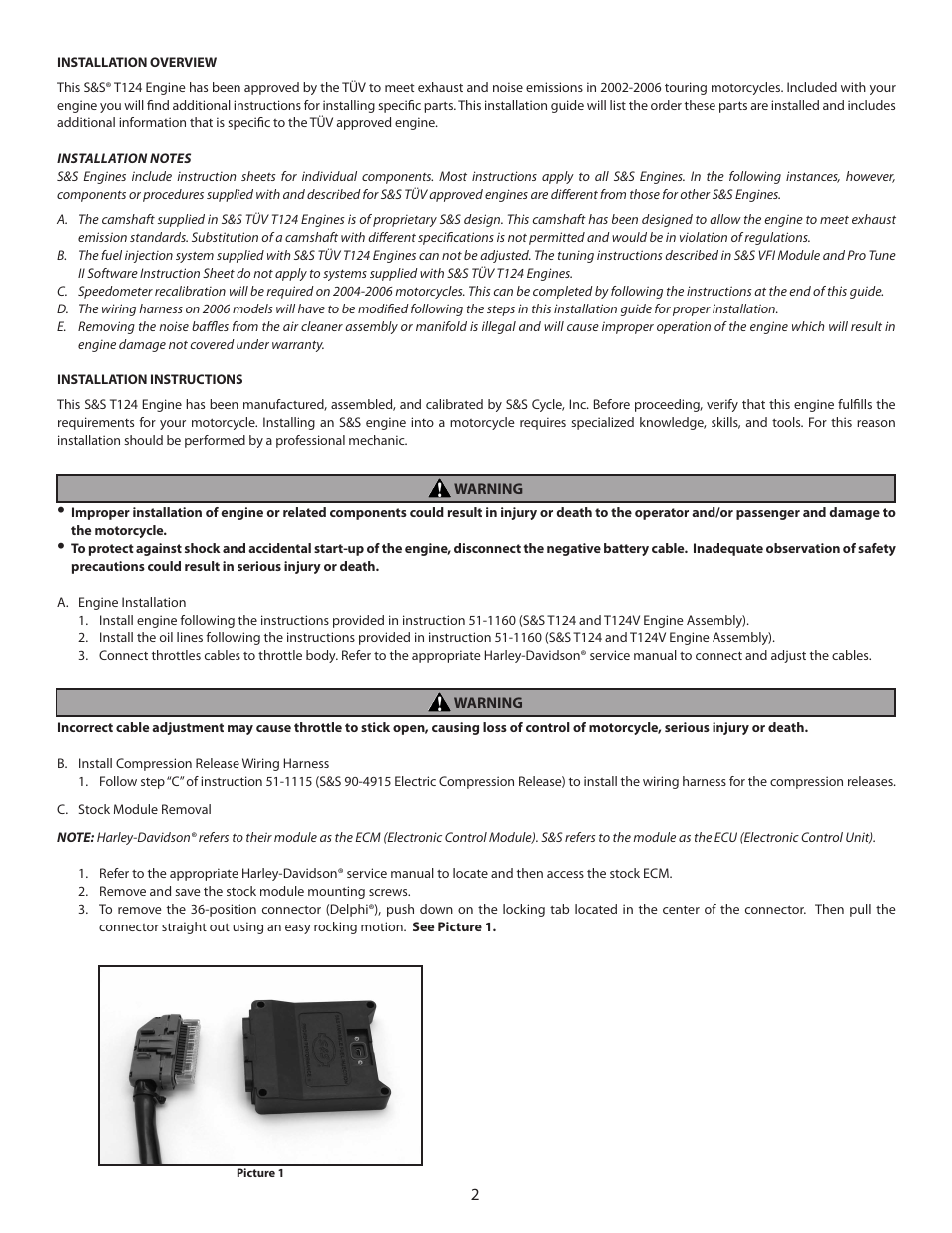 S&S Cycle TUV T124 CLVFI Engine User Manual | Page 2 / 8