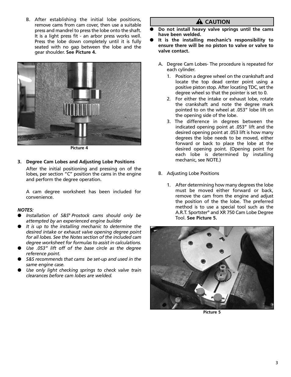 S&S Cycle Prostock Racing Camshafts Part 33-5085 User Manual | Page 3 / 4