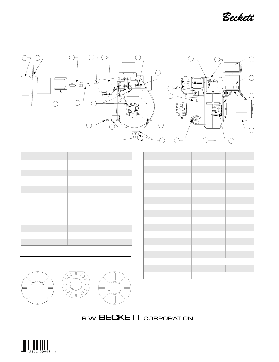Replacement parts ................... back cover, Replacement parts, Instruction manual | Beckett CF 2500/ 3500 User Manual | Page 16 / 16