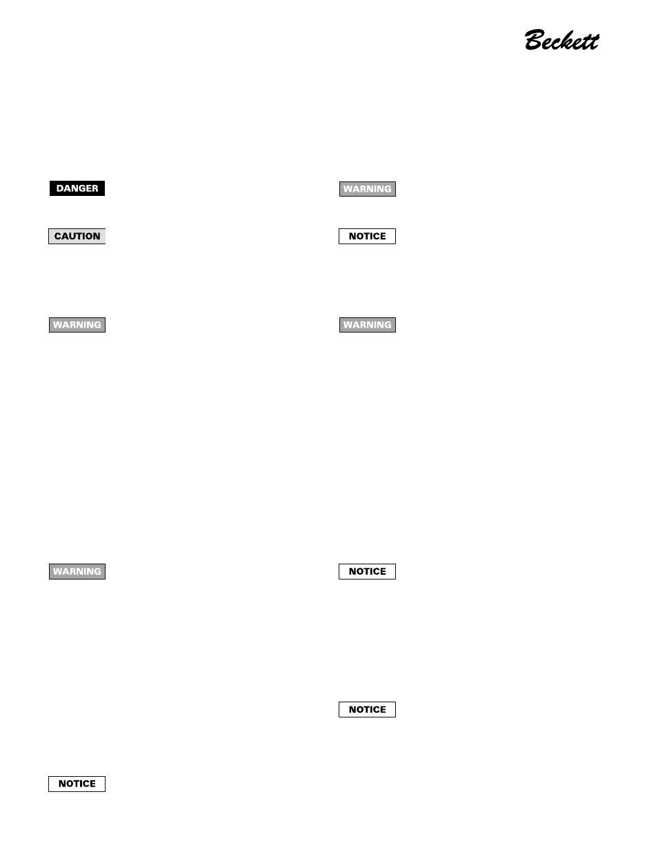 Please . . . read this page first | Beckett CF 2500/ 3500 User Manual | Page 2 / 16