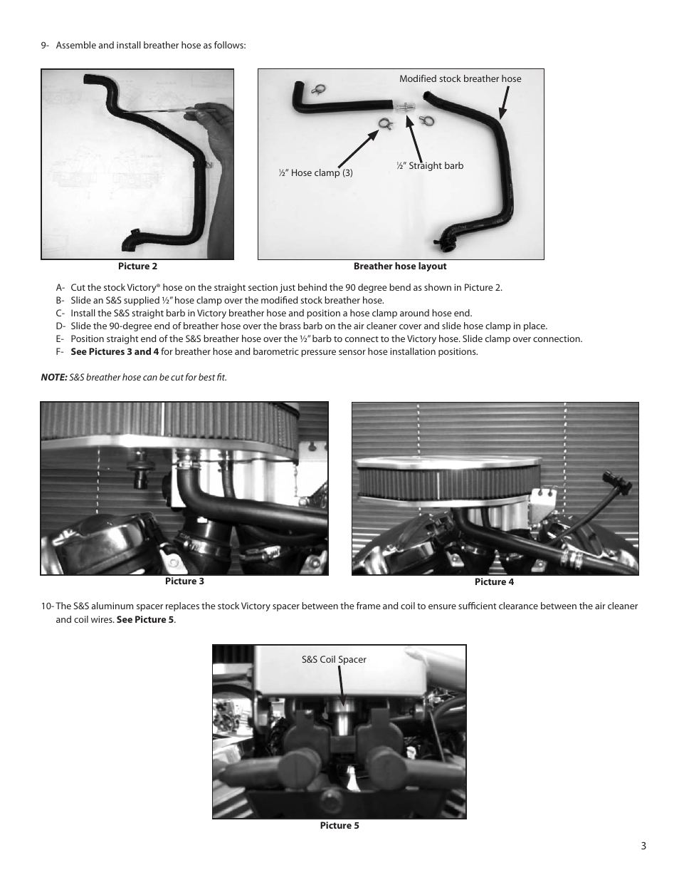 S&S Cycle Air Cleaner Kit 41-0021 for Victory Freedom Engines User Manual | Page 3 / 4