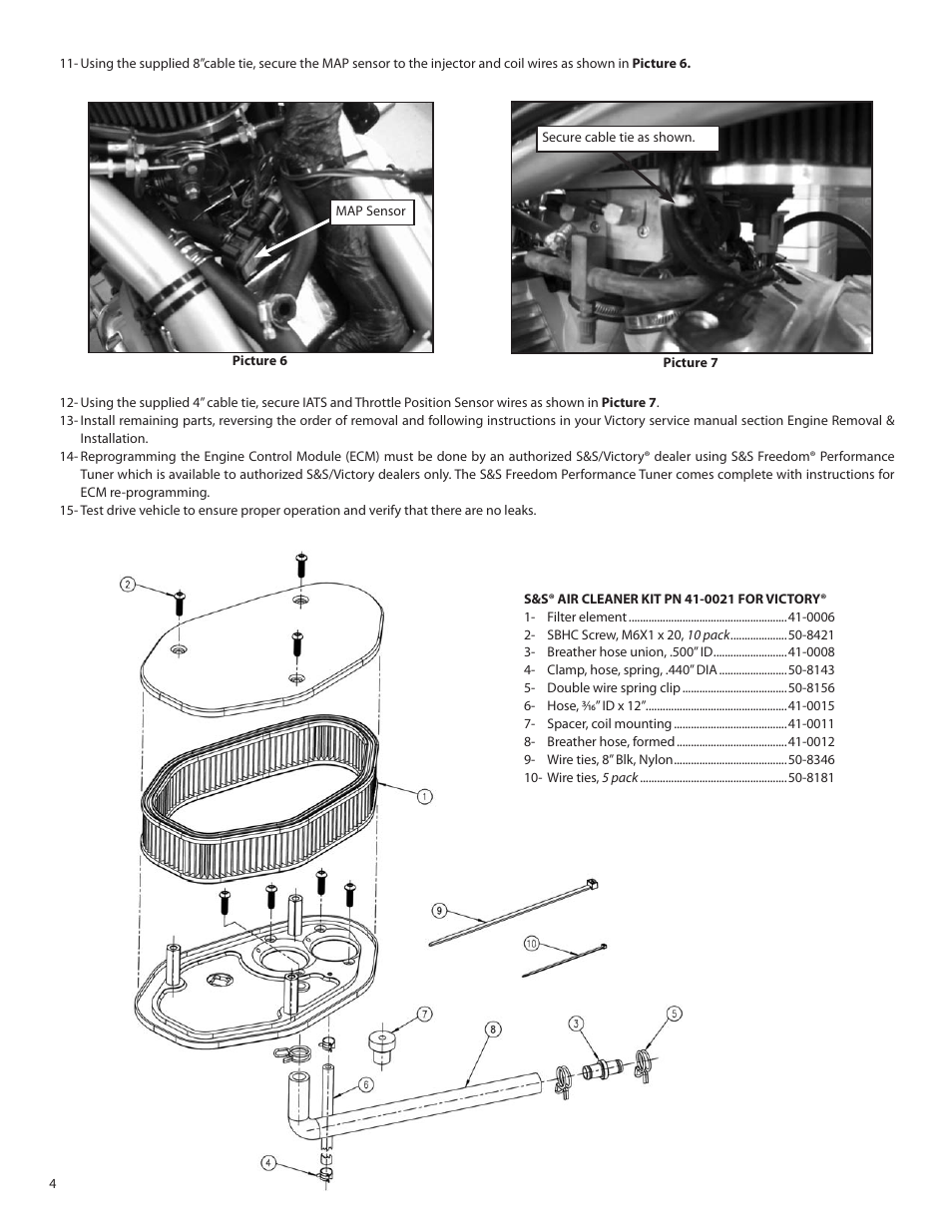 S&S Cycle Air Cleaner Kit 41-0021 for Victory Freedom Engines User Manual | Page 4 / 4