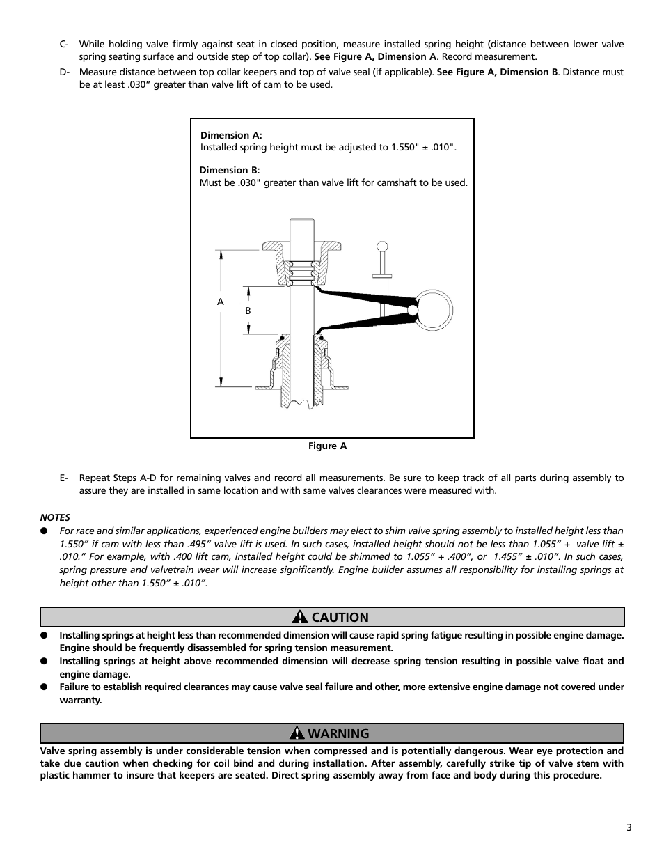 Caution warning | S&S Cycle Spring Kit 49-0115 for Victory Freedom Engines User Manual | Page 3 / 4