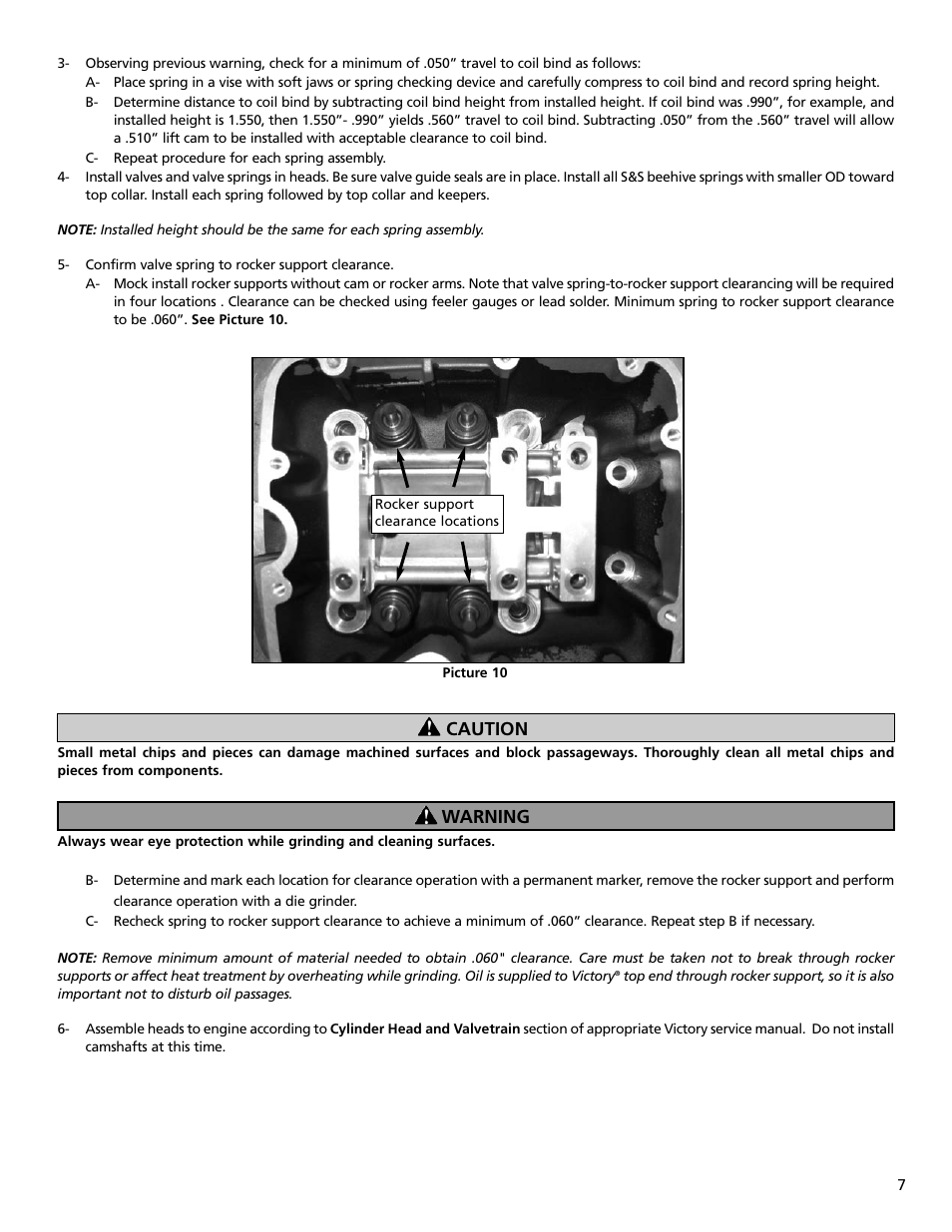 Warning caution | S&S Cycle 106 Stroker Hot Set Up Kit For Victory Freedom Engines User Manual | Page 7 / 8