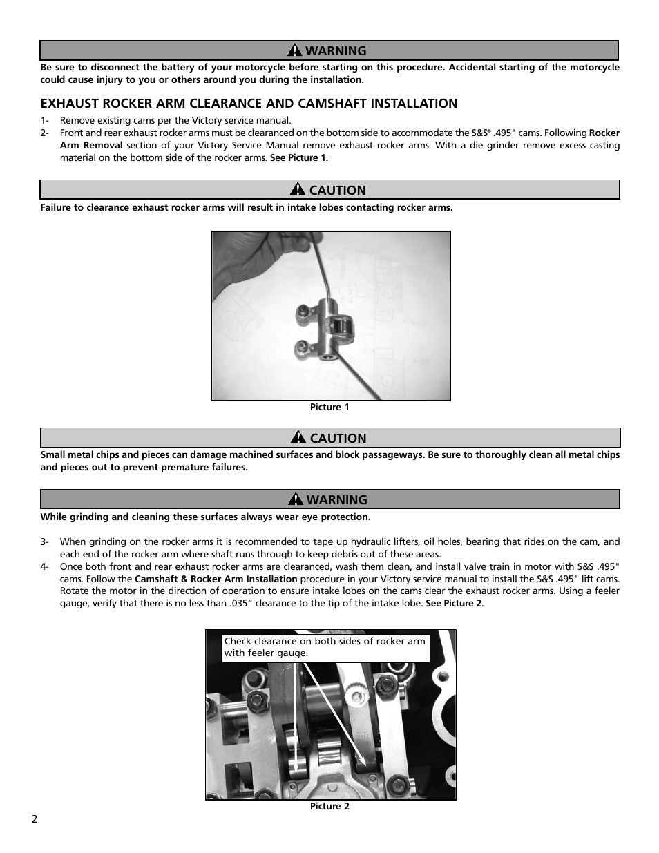 S&S Cycle 495 Lift Camshaft Freedom Engines PN 49-0100 User Manual | Page 2 / 4