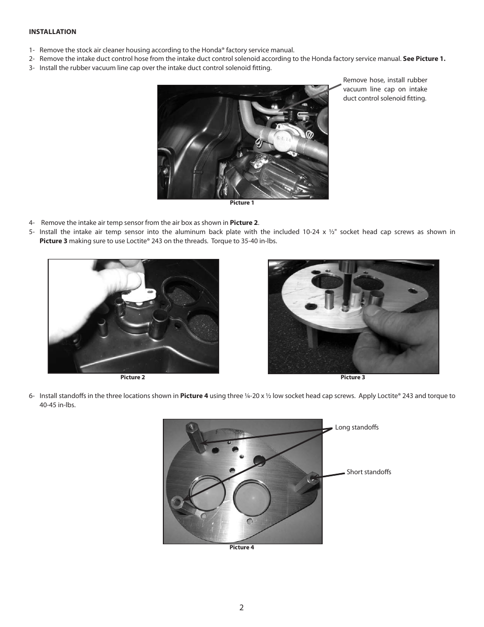 S&S Cycle Teardrop Air Cleaner Kit for 2002-Up Honda VTX 1800 Motorcycles User Manual | Page 2 / 4