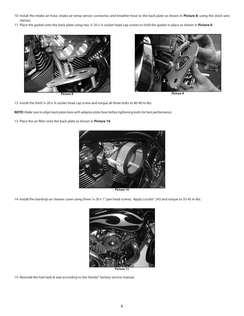 S&S Cycle Teardrop Air Cleaner Kit for 2002-Up Honda VTX 1800 Motorcycles User Manual | Page 4 / 4