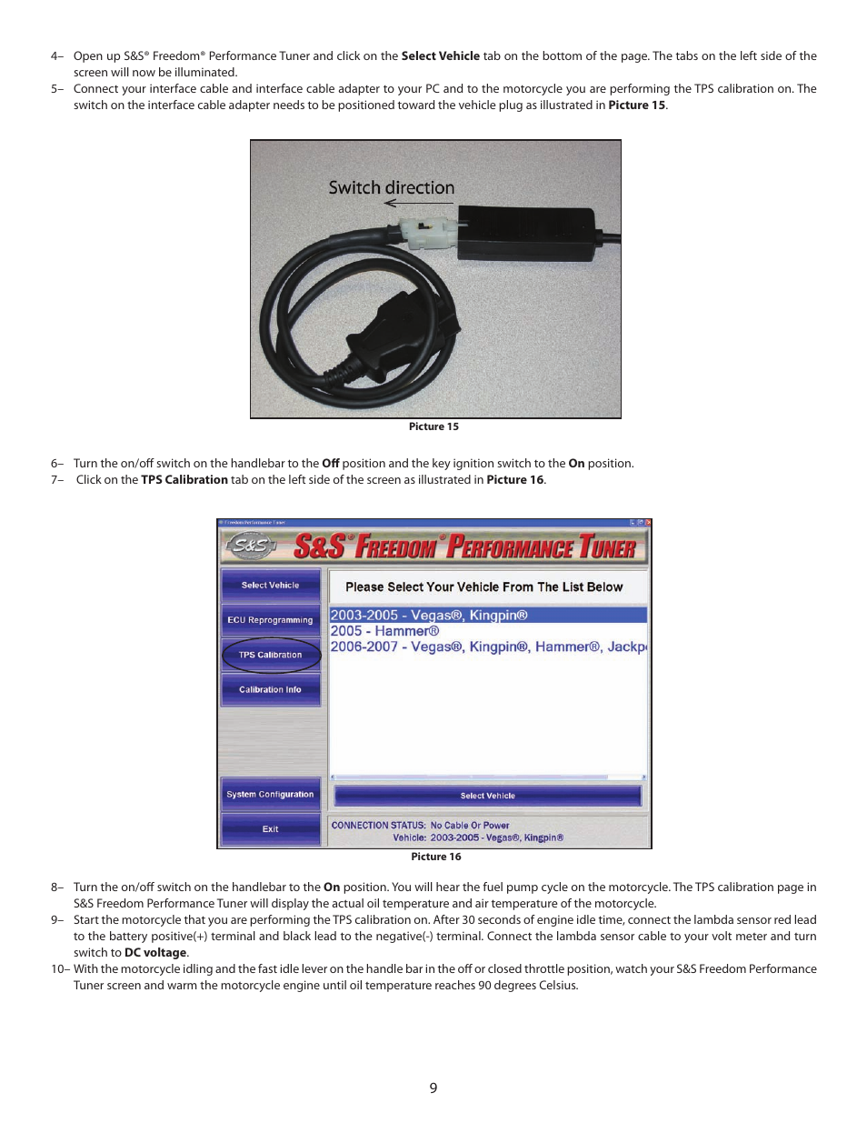 S&S Cycle Freedom Performance Tuner for 2003-07 Victory Motorcycles User Manual | Page 9 / 10