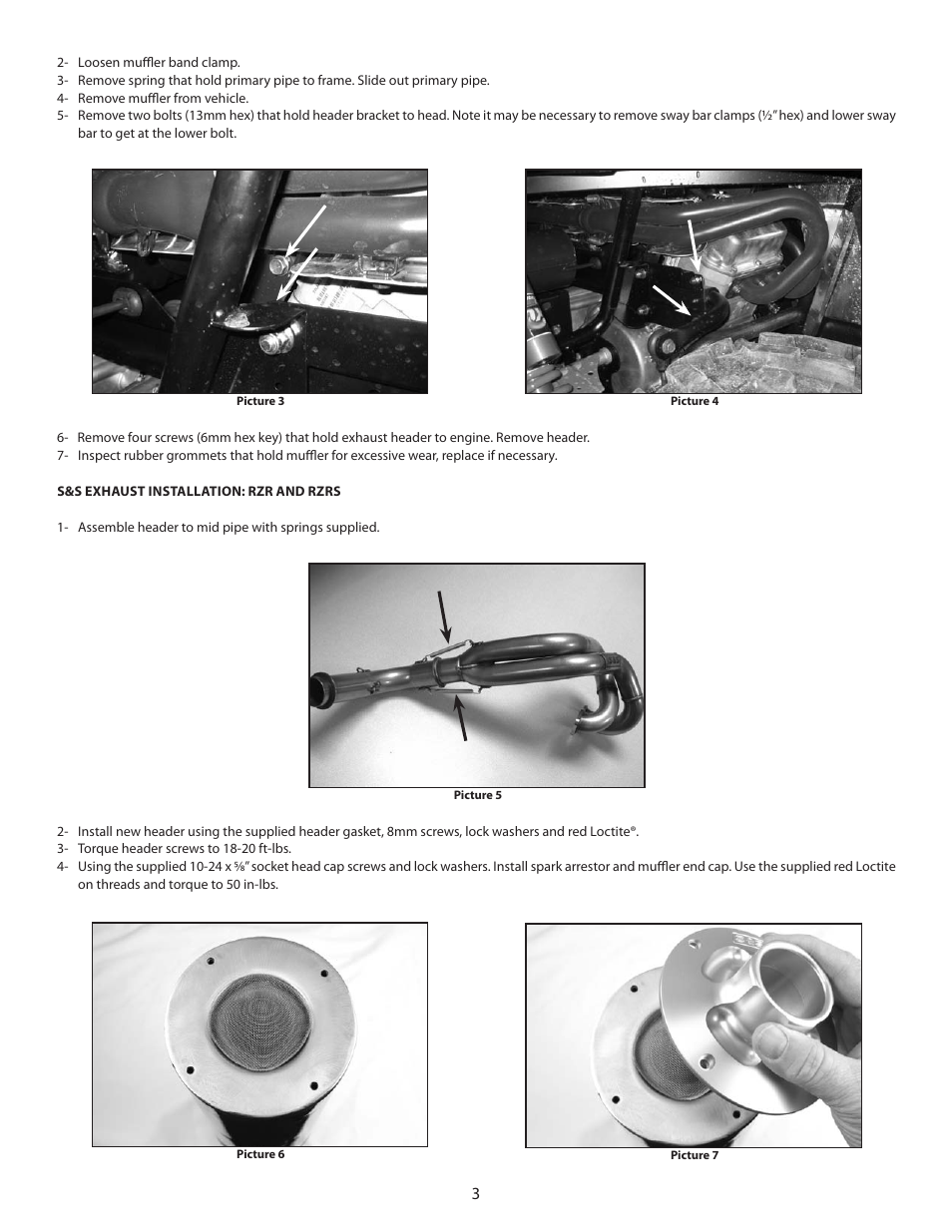 S&S Cycle Exhaust System, PN106-5013 For 2008 – Up Polaris Ranger RZR and RZRs User Manual | Page 3 / 4