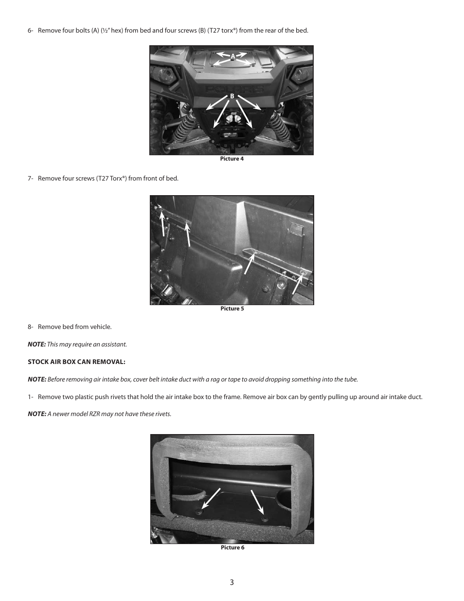 S&S Cycle Intake Kit, PN106-5012 For 2008 – Up Polaris Ranger RZR and RZRs User Manual | Page 3 / 12