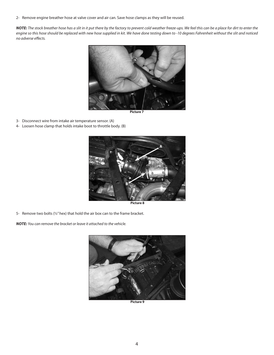 S&S Cycle Intake Kit, PN106-5012 For 2008 – Up Polaris Ranger RZR and RZRs User Manual | Page 4 / 12