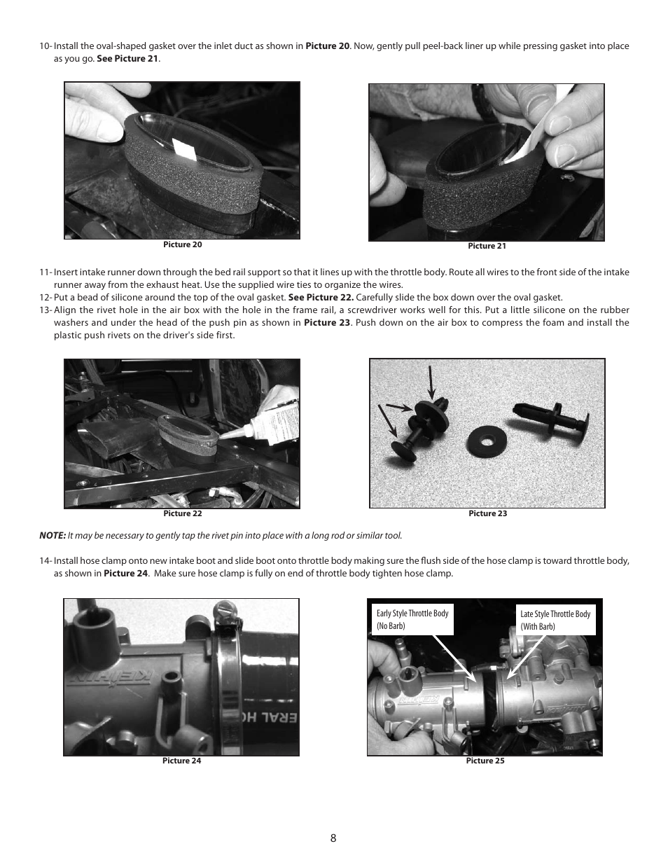 S&S Cycle Intake Kit, PN106-5012 For 2008 – Up Polaris Ranger RZR and RZRs User Manual | Page 8 / 12