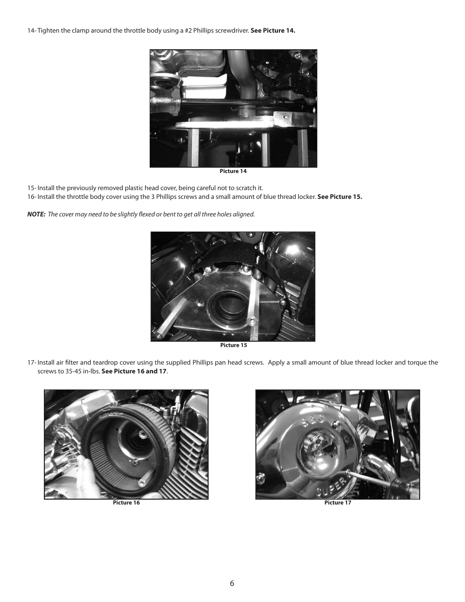 S&S Cycle Teardrop Air Cleaner Kit (PN 106-5795) for 2010-Up Honda Fury 1300 Motorcycles User Manual | Page 6 / 8