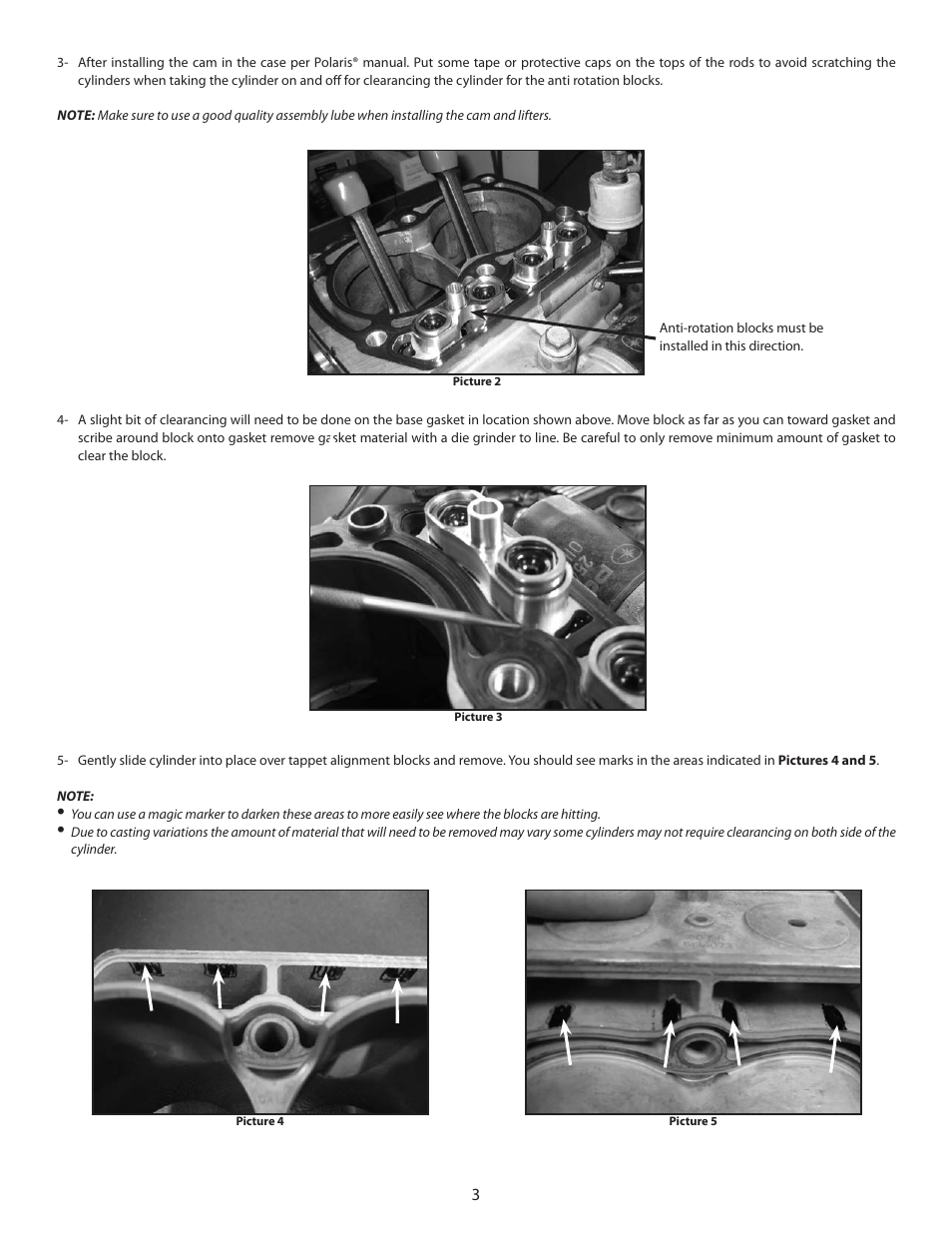 S&S Cycle Roller Cam Kits, PN106-5282 & 106-5283 For 2008 – Up Polaris Ranger RZR and RZRs User Manual | Page 3 / 6