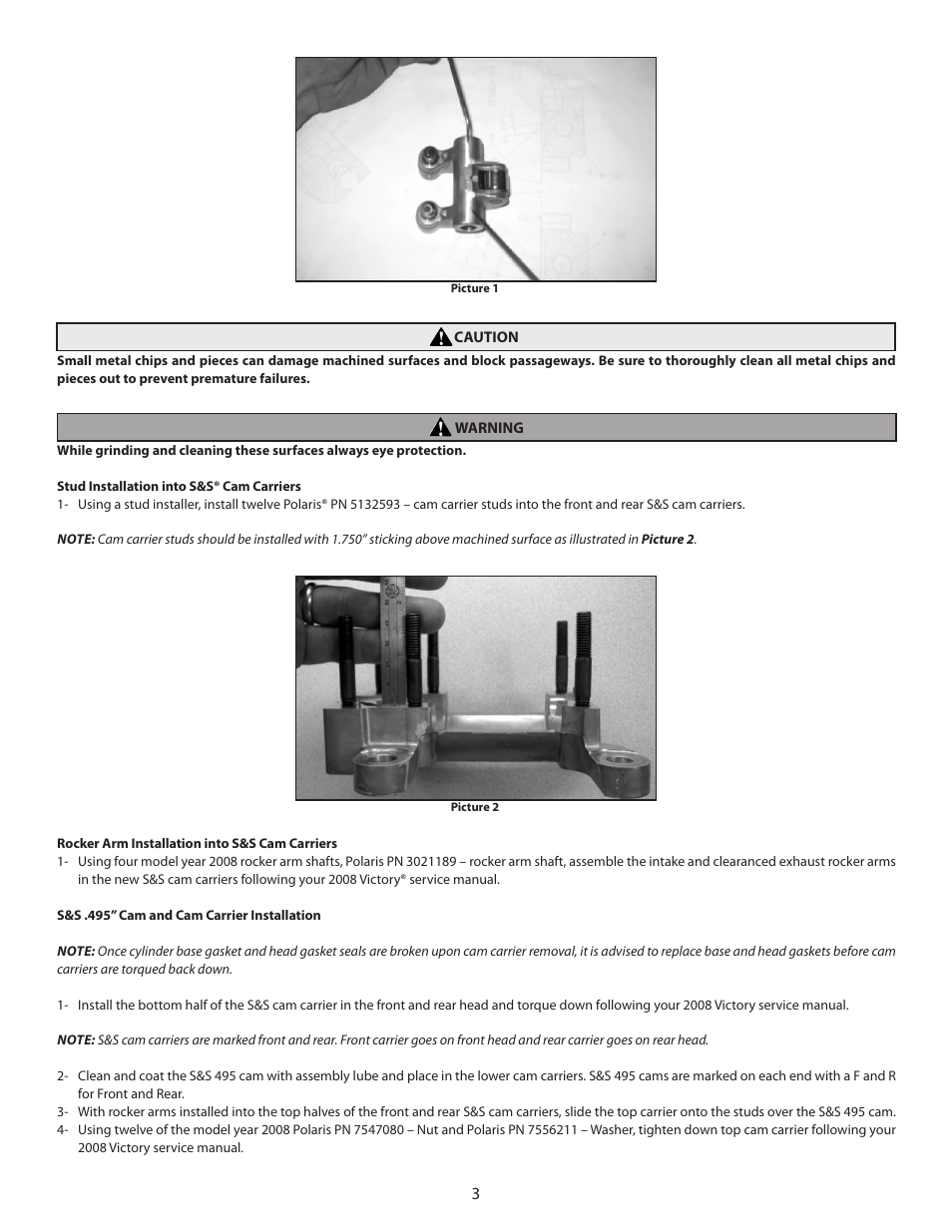 S&S Cycle 2009-Up S&S 495 Camshafts for Victory Motorcycles User Manual | Page 3 / 4