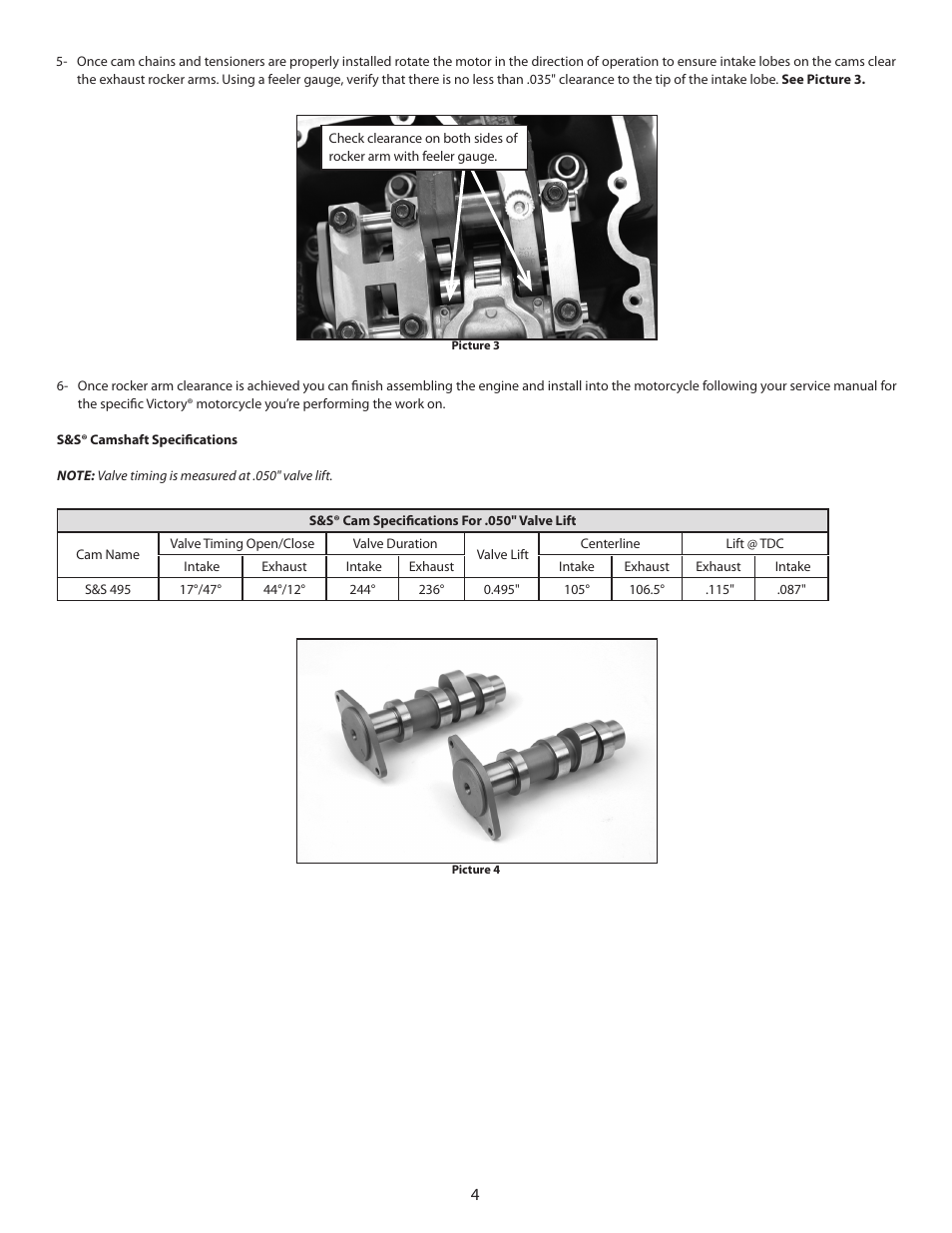 S&S Cycle 2009-Up S&S 495 Camshafts for Victory Motorcycles User Manual | Page 4 / 4