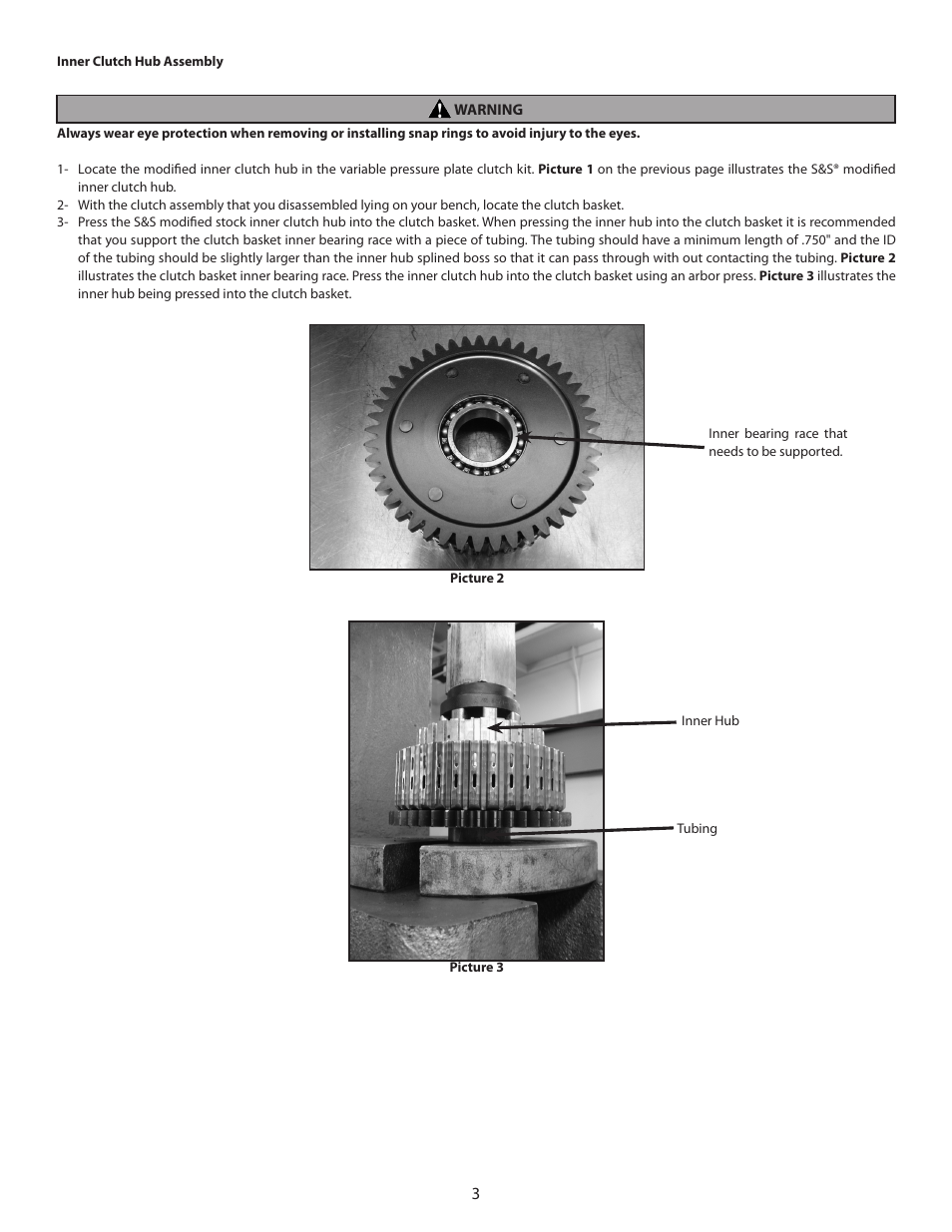 S&S Cycle Variable Pressure Plate Clutch Kit PN 106-2843 for Victory Motorcycles User Manual | Page 3 / 8