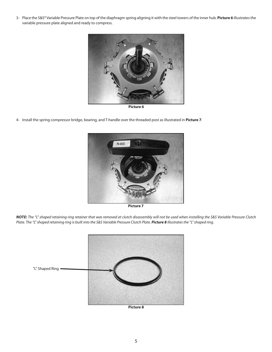 S&S Cycle Variable Pressure Plate Clutch Kit PN 106-2843 for Victory Motorcycles User Manual | Page 5 / 8